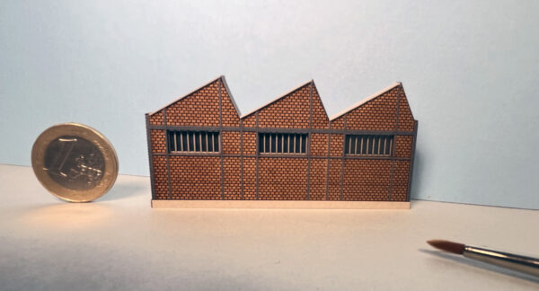 Façade Usine Shed briques creuses 6 modules - Echelle Z