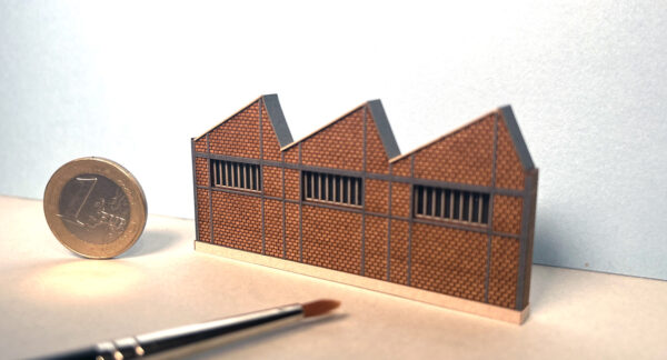 Façade Usine Shed briques creuses 6 modules - Echelle Z